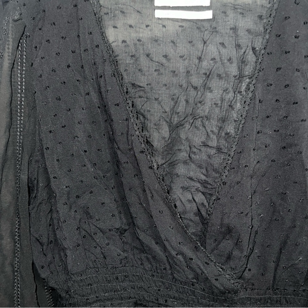 Urban Outfitters Sheer Boho Crop Blouse Women’s Size Medium Balloon Long Sleeves - Picture 5 of 13